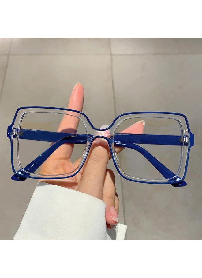 Generic New Retro Box Personalized Contrast Color Plain Mirror European And American Style Trendy All-match Fashion Anti-blue Light Mirror 