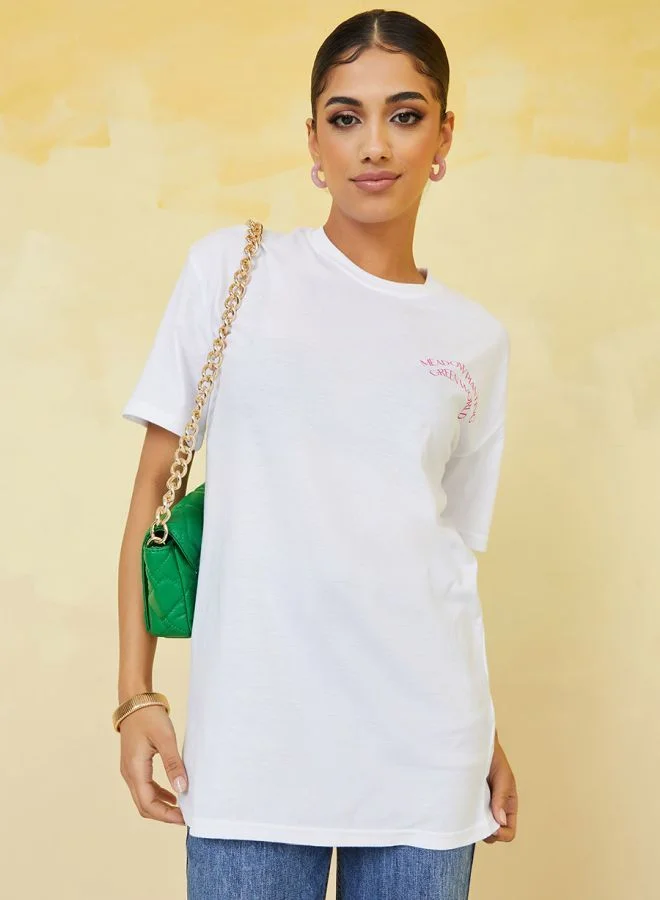 Styli Oversized Meadow Planting Graphic Longline T-Shirt