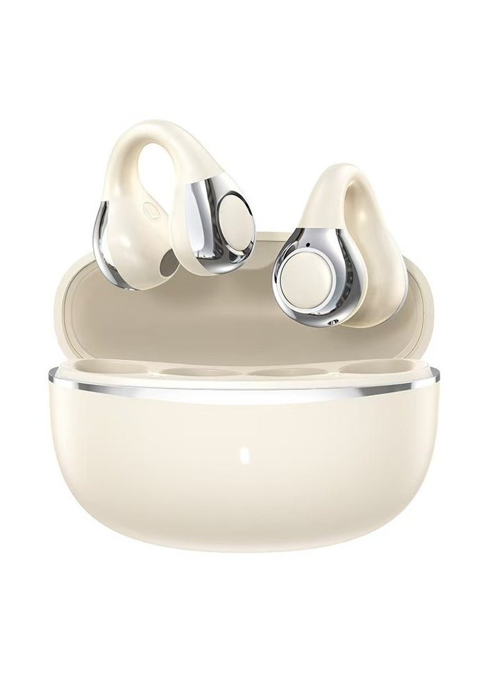 NIA - Free Clip Wireless Sports Bluetooth Headset Futuristic Aesthetic Design Feather-Like Painless Wearing Open-ear Listening Super long Battery Life V5.4 Bluetooth Chip Design Stable And Fast, White - Image 1