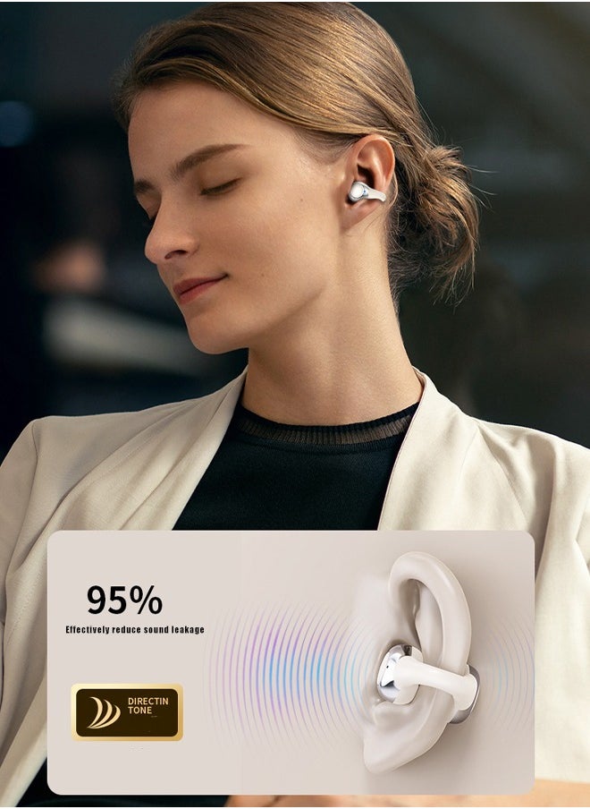 NIA - Free Clip Wireless Sports Bluetooth Headset Futuristic Aesthetic Design Feather-Like Painless Wearing Open-ear Listening Super long Battery Life V5.4 Bluetooth Chip Design Stable And Fast, White - Image 1