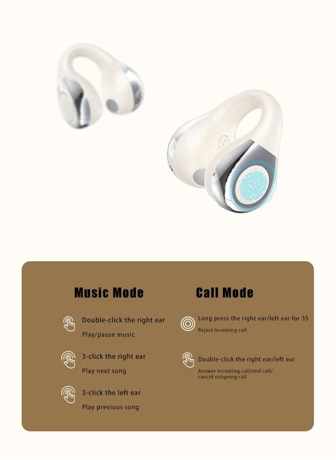 NIA - Free Clip Wireless Sports Bluetooth Headset Futuristic Aesthetic Design Feather-Like Painless Wearing Open-ear Listening Super long Battery Life V5.4 Bluetooth Chip Design Stable And Fast, White - Image 1