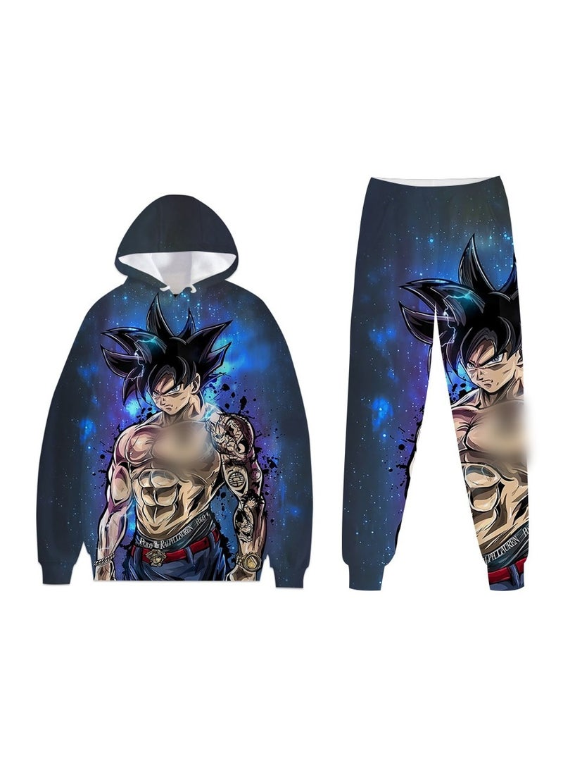 KUYING New Dragon Ball 3D Digital Printed Hooded Sweatshirt And Pants Set  - Image 1