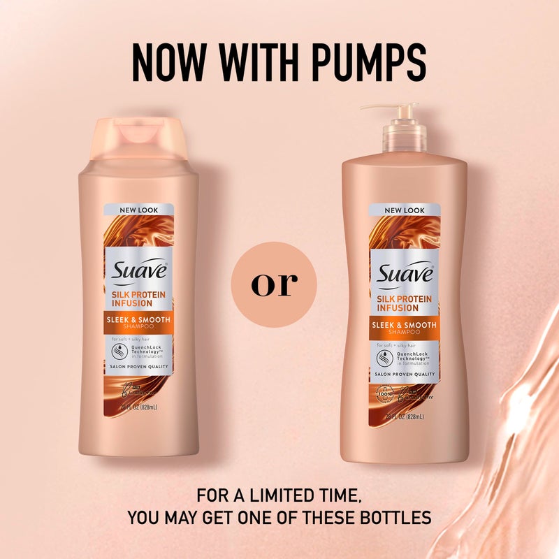 Suave Silk Protein Infusion Shampoo, Sleek and Smooth, for Soft Hair and Frizz Control, 28 oz Pack of 4 - Image 2