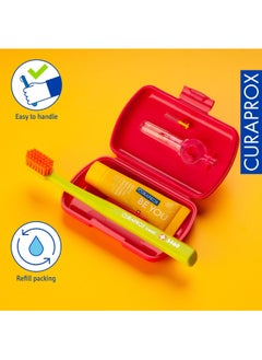 CURAPROX Curaprox مجموعة السفر أرجواني. تتضمن المجموعة فرشاة أسنان للسفر CS 5460، ومعجون أسنان بي يو 10 مل، وفرشاة إنتردينتال CPS prime 07، وCPS prime 09.  - Image 4