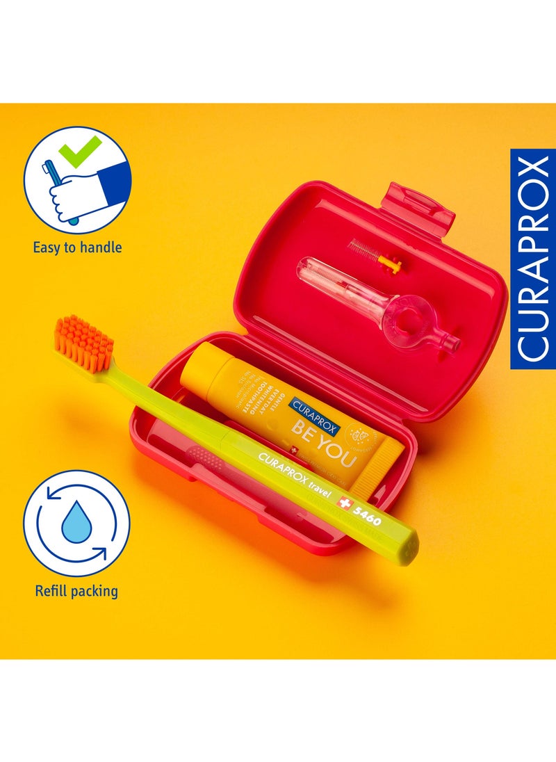 CURAPROX Curaprox مجموعة السفر أرجواني. تتضمن المجموعة فرشاة أسنان للسفر CS 5460، ومعجون أسنان بي يو 10 مل، وفرشاة إنتردينتال CPS prime 07، وCPS prime 09.  - Image 4