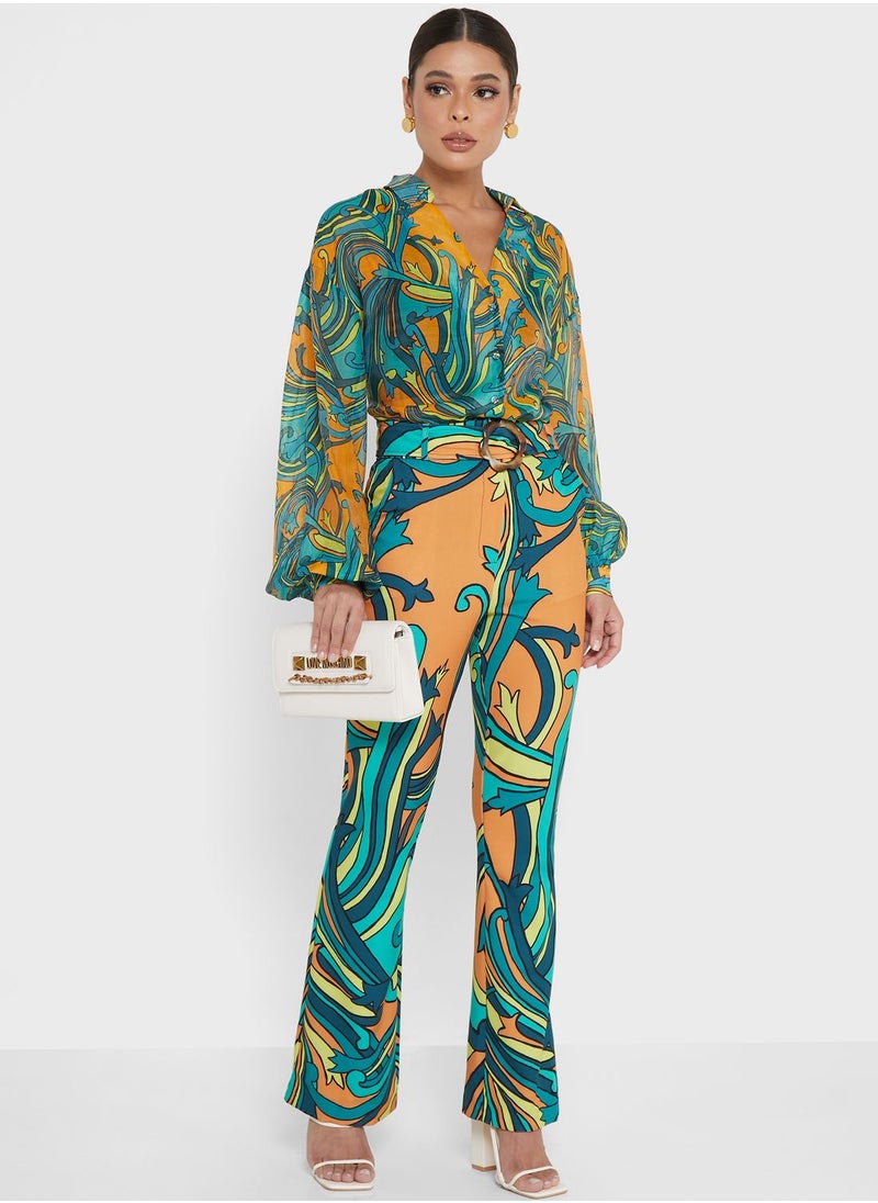 Never fully Dressed - Kick Flare Printed Pants - Image 1