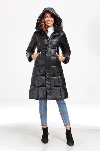 Avilego Long Down Jacket for Women Hooded Long Puffer Coat Duck Down Winter Coat Trendy Parka Jacket 2024 - Image 4