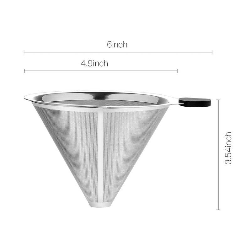 MEICHU Pour Over Coffee Filter 2PCS, Stainless Steel Coffee Filter, Paperless Reusable Cone Coffee Dripper - Image 4