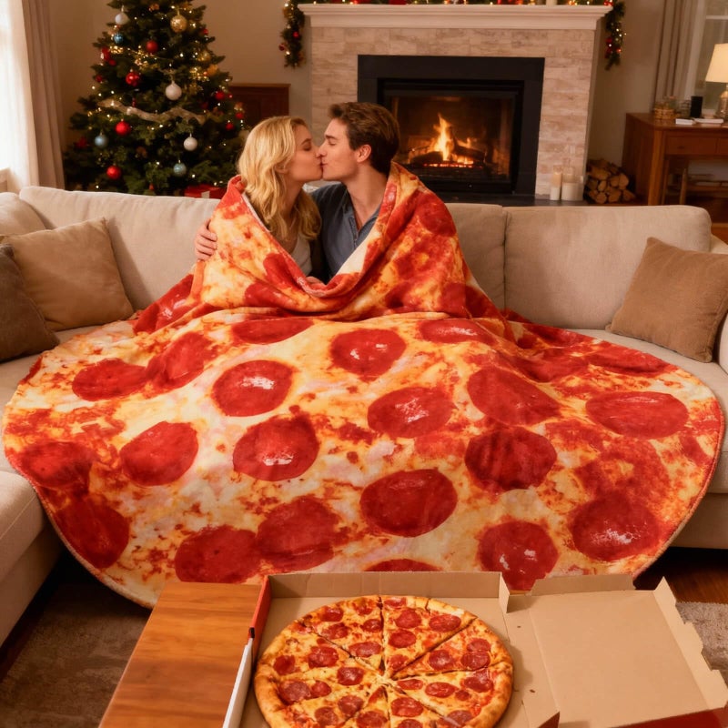 Acteb 74in Pepperoni Pizza Blanket White Elephant Gifts for Adults Useful Sausage Throw Blankets Women Men Party Cool Stuff Novelty Gag Soft Fleece Wrap - Image 2