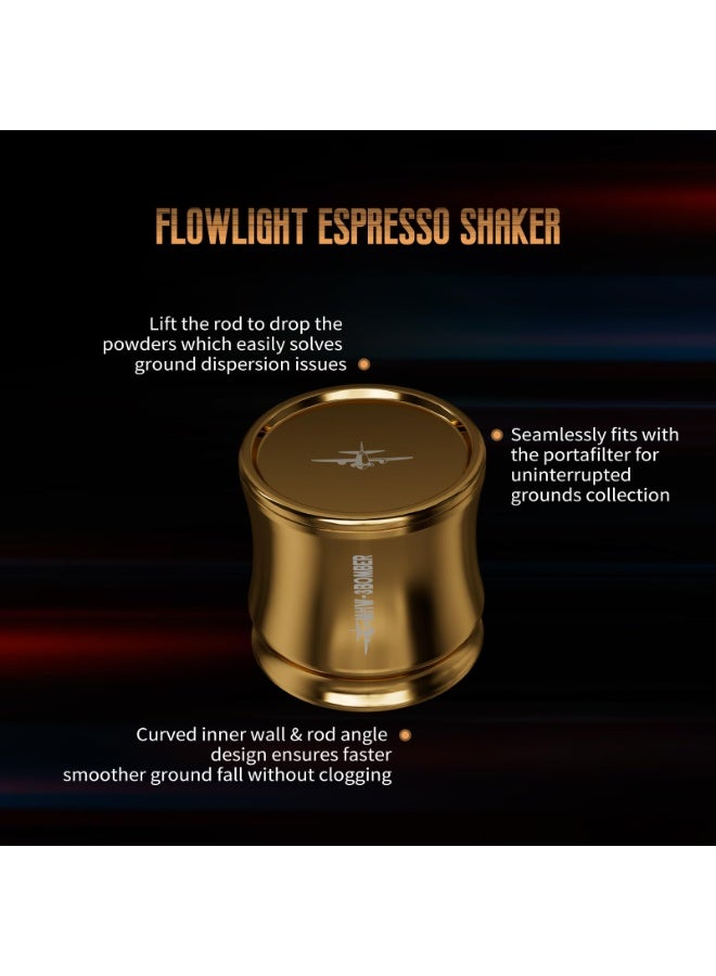 ام اتش دابيلو - ثري بومبار طقم أكواب إسبريسو وطحنة قهوة MHW-3BOMBER، قمع قياس من سبائك الألومنيوم مع أداة تحريك، موزع لبن مطحون لمرشح قهوة 58 مم، ذهبي - Image 2