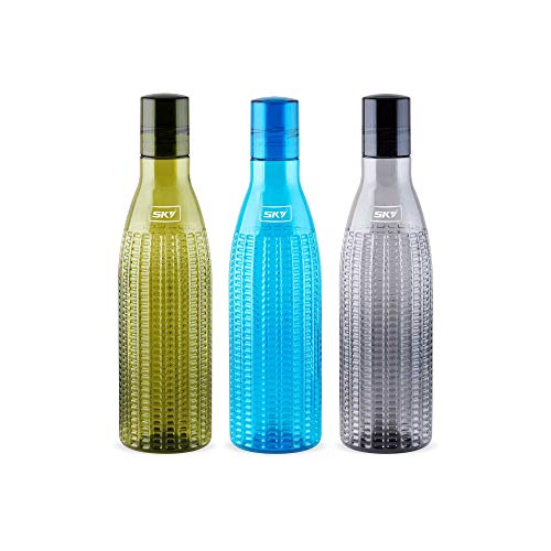 Sky Aqua Unbreakable PET Water Bottle, Set of 3,1000 ml,Multicolour (Set of 3) - Image 1