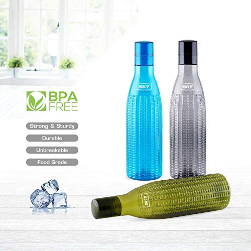 Sky Aqua Unbreakable PET Water Bottle, Set of 3,1000 ml,Multicolour (Set of 3) - Image 5