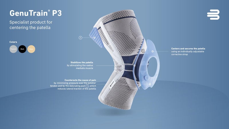 Bauerfeind باورفايند - جينوترين P3 - دعم الركبة للرضفة - لتصحيح انحراف الرضفة - الركبة اليمنى - الحجم 3 - اللون الأسود - Image 5