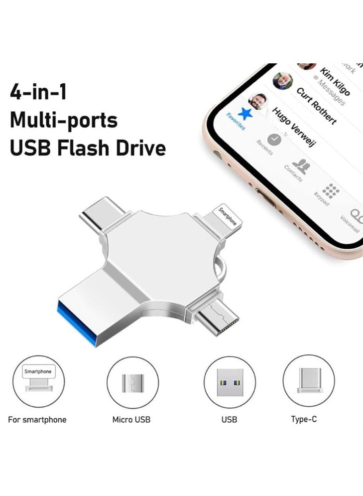 Flash Drive 128GB 4 in 1 USB 3.0 OTG Flash Drive for iPhone Android iPad Mac and Windows - Image 1