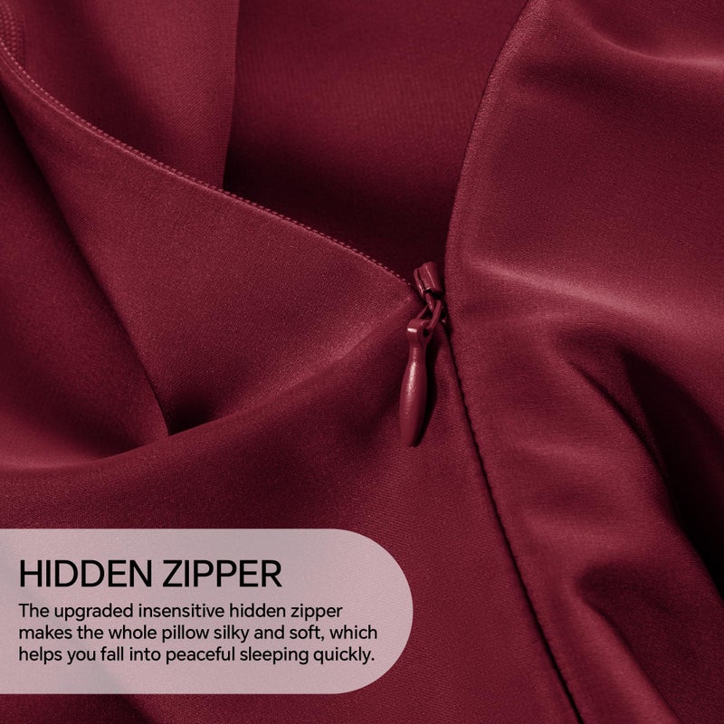 INFIIXSO Mulberry Silk Pillowcase for Hair and Skin  Silk Pillow Cases Queen Size Set of 2 with Hidden Zipper 20x30 Inches  Smooth and Soft Cooling Pillow Cases for Hot Sleepers(Burgundy  2 Pack) - Image 5