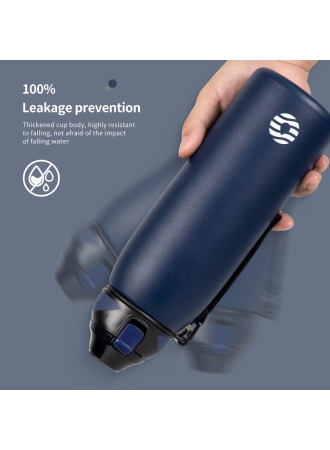FjBottle زجاجة مياه Fjbottle معزولة بتفريغ الهواء سعة 1000 مل مع حقيبة؛ قارورة رياضية من الفولاذ المقاوم للصدأ بجدار مزدوج وفتحة واسعة، تحافظ على حرارة المشروبات (ساخنة أو باردة)؛ كوب حراري للسفر مانع للتسرب وخالٍ من مادة BPA، مناسب للرياضات الخارجية وركوب الدراجات. - Image 5