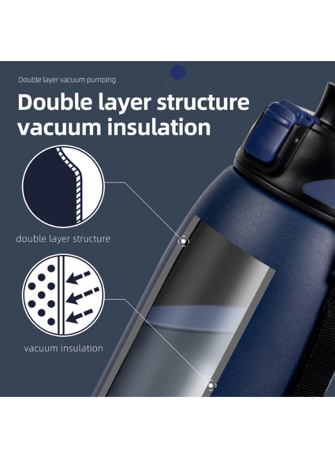 FjBottle زجاجة مياه Fjbottle معزولة بتفريغ الهواء سعة 1000 مل مع حقيبة؛ قارورة رياضية من الفولاذ المقاوم للصدأ بجدار مزدوج وفتحة واسعة، تحافظ على حرارة المشروبات (ساخنة أو باردة)؛ كوب حراري للسفر مانع للتسرب وخالٍ من مادة BPA، مناسب للرياضات الخارجية وركوب الدراجات. - Image 4