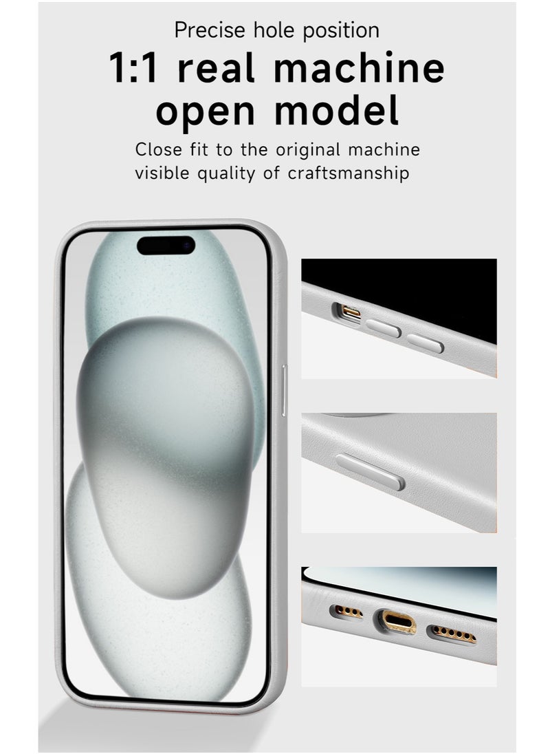 Wtech - Leather Magnetic Wireless Charging Case Original MagSafe Shockproof Case Cover For Apple iPhone 15 2023 Luxury White - Image 1