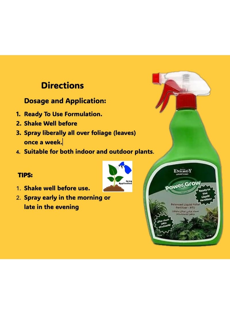 Desert Energy, Power Grow, balanced liquid foliar fertilizer spray, 750ml. Ready to use. - Image 5