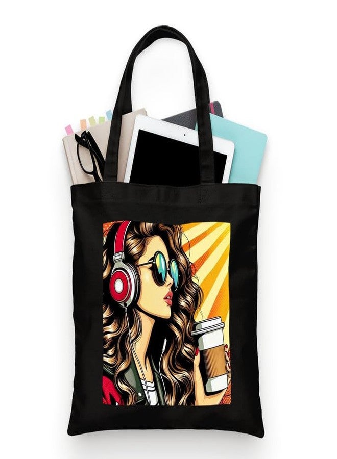 PrintingZone Printed Tote Bag For Women| Cotton Canvas Shoulder Tote Bag Multipurpose tote with top-zip and print - good for work, beach, or travel. - Image 1