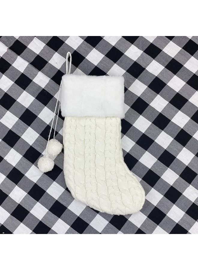 NIBEMINENT Knitted Socks Ornament Supplies Pendant Gift Bag White - Image 2