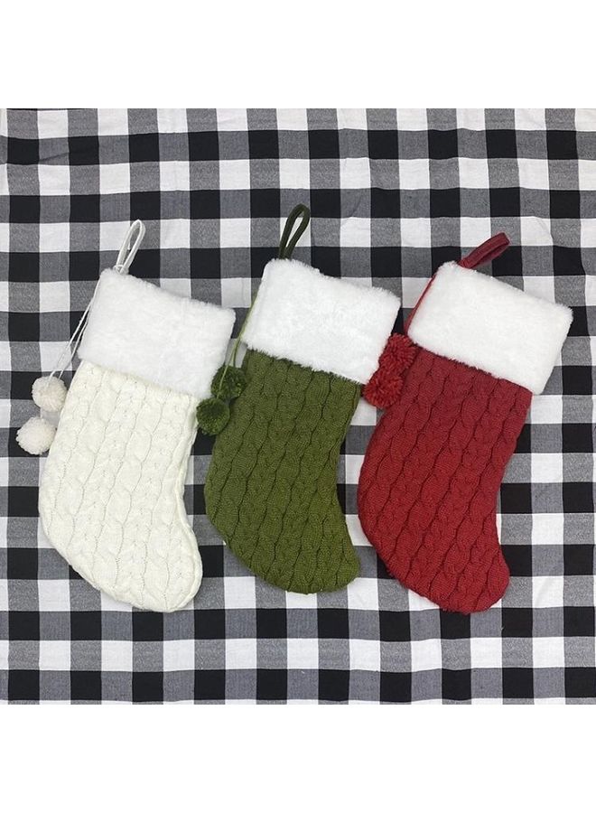 NIBEMINENT Knitted Socks Ornament Supplies Pendant Gift Bag White - Image 5