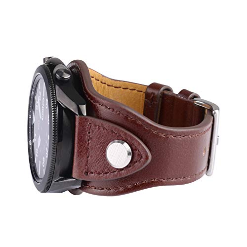 KONAFEI Compatible with Samsung Galaxy Watch 3 45mm/Gear S3 Frontier/Classic/Galaxy Watch 46mm Band, 22mm Genuine Leather Vintage Cuff Bracelets for Men Women (Red)… - Image 1