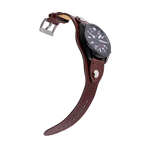 KONAFEI Compatible with Samsung Galaxy Watch 3 45mm/Gear S3 Frontier/Classic/Galaxy Watch 46mm Band, 22mm Genuine Leather Vintage Cuff Bracelets for Men Women (Red)… - Image 4