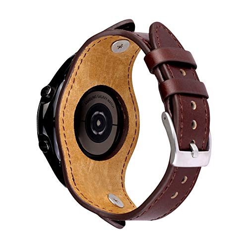 KONAFEI Compatible with Samsung Galaxy Watch 3 45mm/Gear S3 Frontier/Classic/Galaxy Watch 46mm Band, 22mm Genuine Leather Vintage Cuff Bracelets for Men Women (Red)… - Image 3