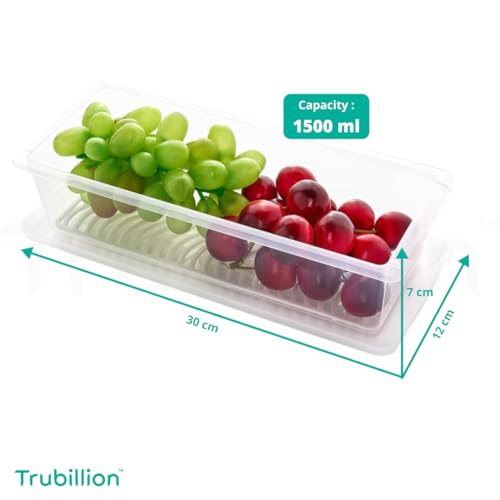 TRUBILLION StackFresh Set of 6 Fridge Storage Boxes,1500ml Capacity, Water Drain Plate, Transparent Food Grade BPA-Free Material, Stackable, Freezer Safe, For Fish, Meat, Eggs, Veggies, Fruits (6) - Image 5