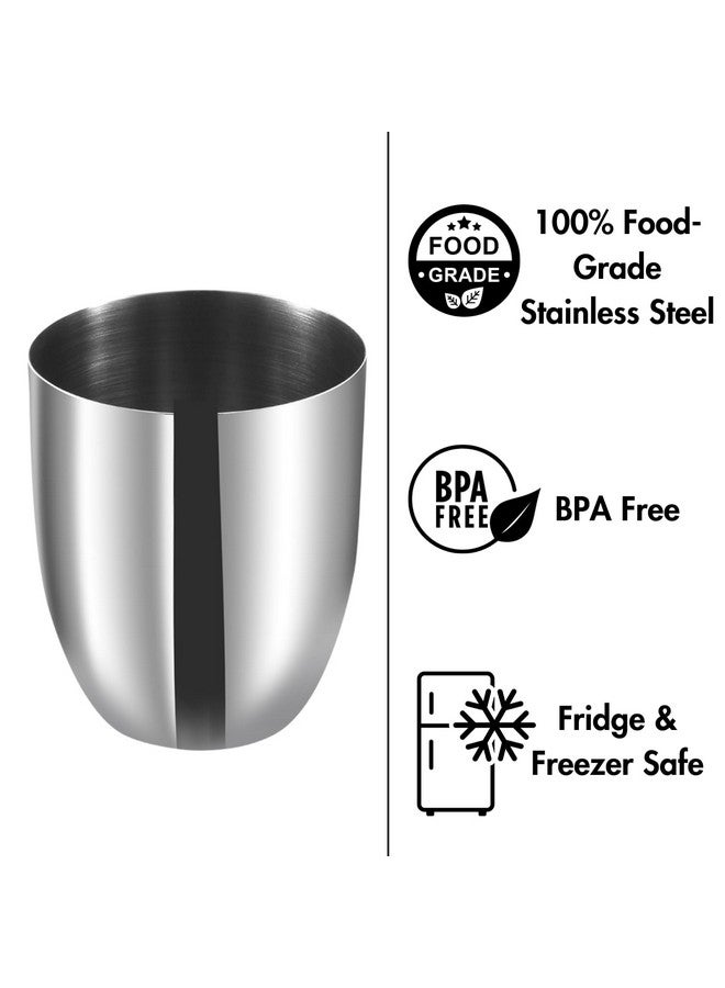 VINOD طقم كؤوس كرافت من الفولاذ المقاوم للصدأ الفاخر عدد 6 - 350 مل لكل منها | تشطيب مرآة، درجة غذائية | مقاوم للخدوش، كأس تقديم | للماء والعصير - ضمان لمدة 2 سنة (فضي) - Image 3