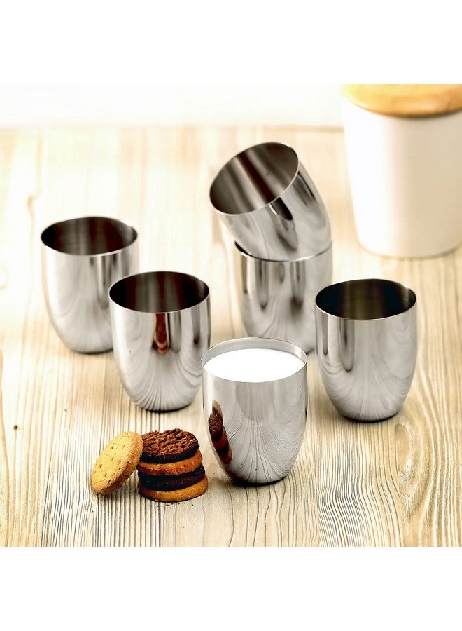 VINOD طقم كؤوس كرافت من الفولاذ المقاوم للصدأ الفاخر عدد 6 - 350 مل لكل منها | تشطيب مرآة، درجة غذائية | مقاوم للخدوش، كأس تقديم | للماء والعصير - ضمان لمدة 2 سنة (فضي) - Image 2