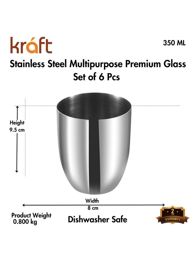 VINOD طقم كؤوس كرافت من الفولاذ المقاوم للصدأ الفاخر عدد 6 - 350 مل لكل منها | تشطيب مرآة، درجة غذائية | مقاوم للخدوش، كأس تقديم | للماء والعصير - ضمان لمدة 2 سنة (فضي) - Image 5