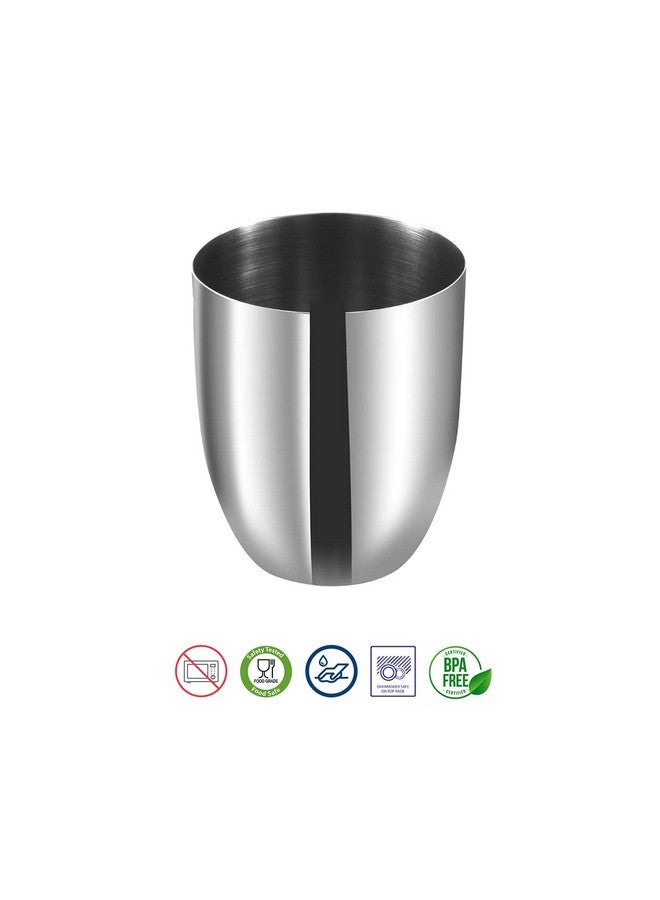 VINOD طقم كؤوس كرافت من الفولاذ المقاوم للصدأ الفاخر عدد 6 - 350 مل لكل منها | تشطيب مرآة، درجة غذائية | مقاوم للخدوش، كأس تقديم | للماء والعصير - ضمان لمدة 2 سنة (فضي) - Image 4