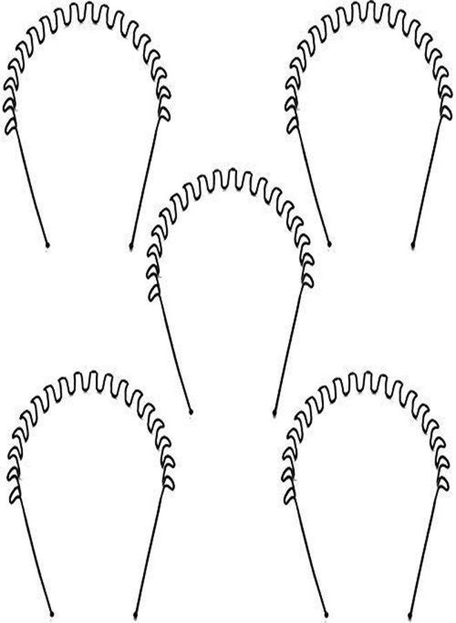 Vararo Unisex Zig Zag Hairband For Hair Styling Wavy Hair Band For Men And Women, Black (Set Of 5) - Image 3