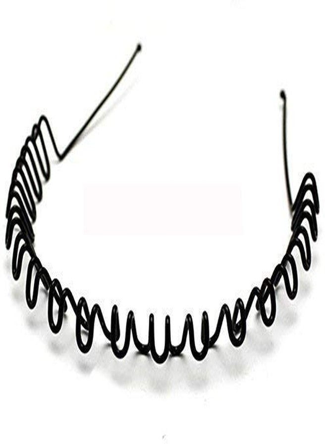 Vararo Unisex Zig Zag Hairband For Hair Styling Wavy Hair Band For Men And Women, Black (Set Of 5) - Image 1