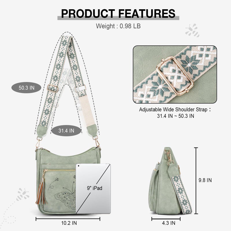KITEVIUN Medium Crossbody Bags for Women Trendy, Women's Butterfly Shoulder Handbags with Tassel - Image 5