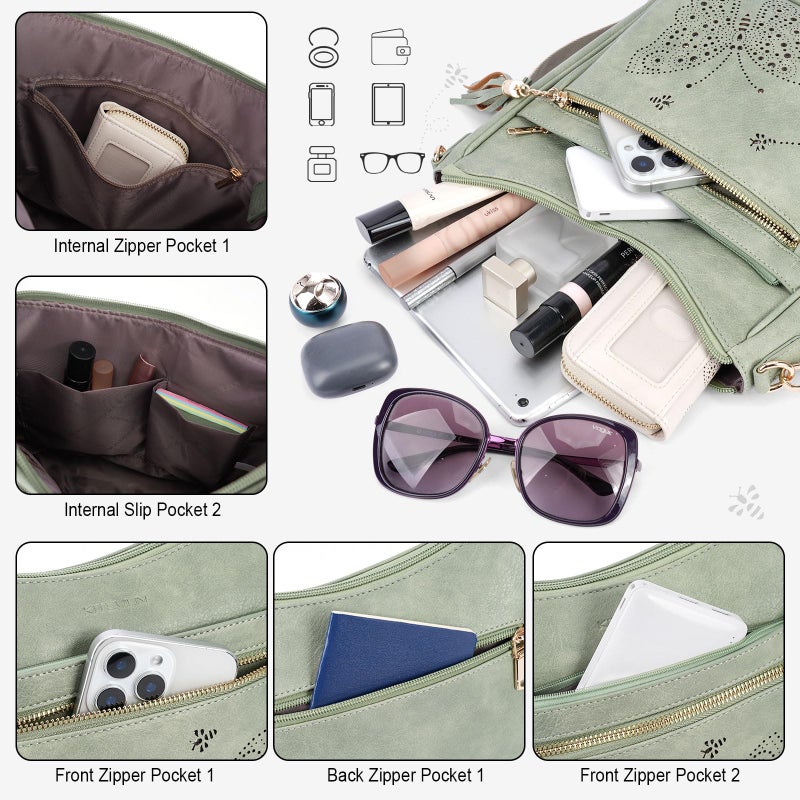 KITEVIUN Medium Crossbody Bags for Women Trendy, Women's Butterfly Shoulder Handbags with Tassel - Image 3