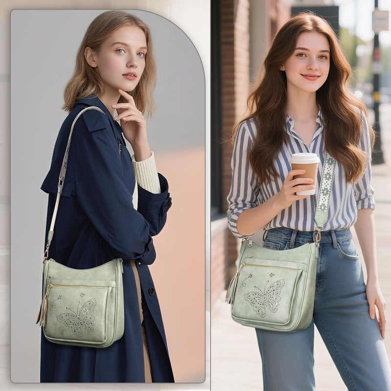 KITEVIUN Medium Crossbody Bags for Women Trendy, Women's Butterfly Shoulder Handbags with Tassel - Image 2