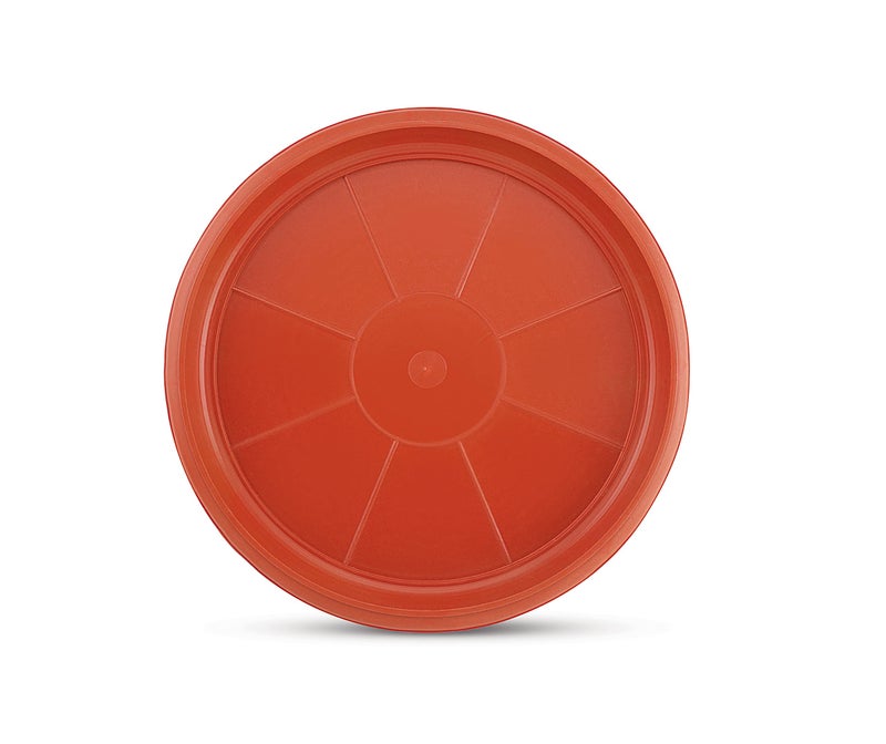 SHOPATHON INDIA Round Bottom Side Edge Plastic Base Plate/Tray/Saucer/Dip Tray for 9.5 Inch Base Diameter Flower Pot Planter - Set of 6 Brown Colour Plates - Image 1