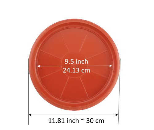 SHOPATHON INDIA Round Bottom Side Edge Plastic Base Plate/Tray/Saucer/Dip Tray for 9.5 Inch Base Diameter Flower Pot Planter - Set of 6 Brown Colour Plates - Image 3