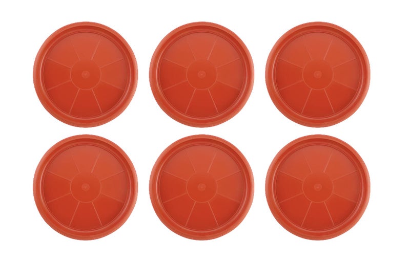 SHOPATHON INDIA Round Bottom Side Edge Plastic Base Plate/Tray/Saucer/Dip Tray for 9.5 Inch Base Diameter Flower Pot Planter - Set of 6 Brown Colour Plates - Image 4