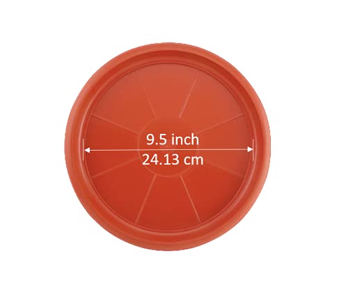 SHOPATHON INDIA Round Bottom Side Edge Plastic Base Plate/Tray/Saucer/Dip Tray for 9.5 Inch Base Diameter Flower Pot Planter - Set of 6 Brown Colour Plates - Image 2