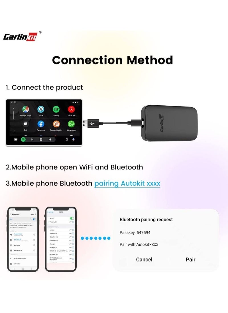 Carlinkit A2A Wireless Android Auto Adapter Excellent Stability Seamless Connection Easy Install Support Steering Wheel Controls Compatible With Factory Wired Android Auto Cars