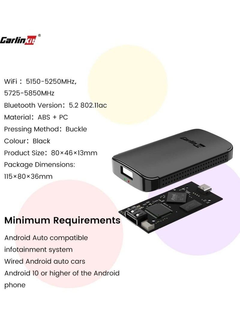 Carlinkit A2A Wireless Android Auto Adapter Excellent Stability Seamless Connection Easy Install Support Steering Wheel Controls Compatible With Factory Wired Android Auto Cars