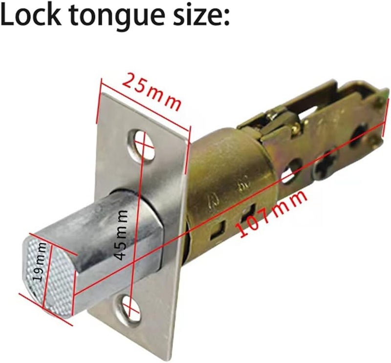 قفل ميتاليك مزلاجي بمفاتيح لأمان باب المنزل والمكتب، قطعة واحدة - Image 3