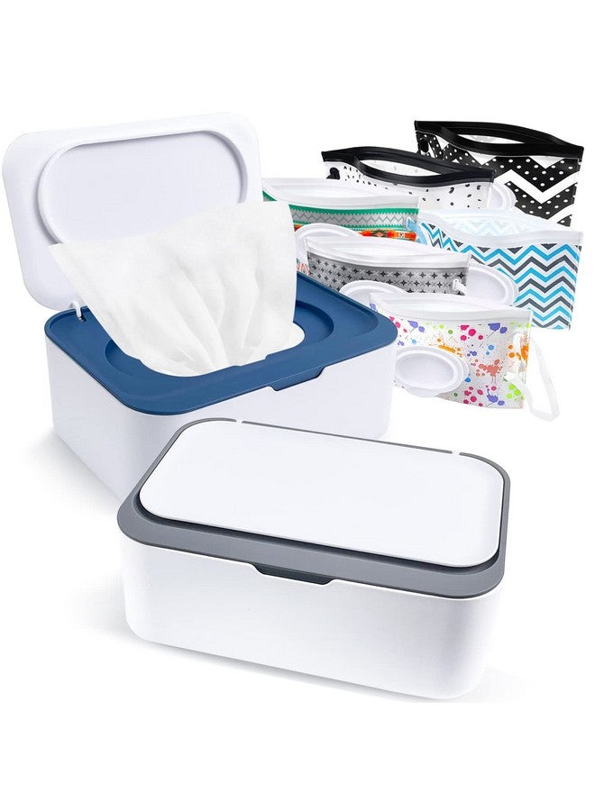 KALYLOC 8Pcs Baby Wipes Dispenser, Reusable Baby Wipe Holder Box and Portable Wet Wipes Pouch, Refillable Wipes Pouch Case Container with Lid for Bathroom Baby Nursery Kitchen Office Travel (Black) - Image 1