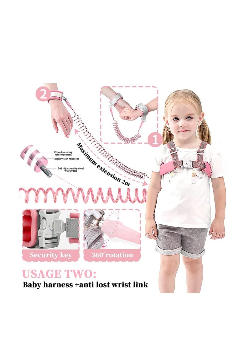 SYOSI Toddler Harness Leashes Anti Lost Wrist Link, Walking Wristband Safety Backpack for Toddlers, 3 in 1 Child Anti Lost Leash Baby Cute Assistant Strap Belt for Kids Girls Outdoor Activity  - Image 2