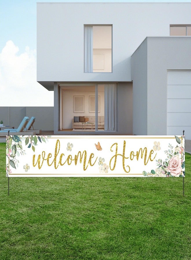 Helewilk Welcome Home Banner, Large Welcome Back Family Reunion Gathering Sign, Fabric Home Yard Porch Backdrop Banner, Military Homecoming Deployment Returning Party Supplies, 9.8 x 1.6 ft - Image 1