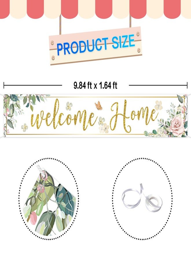 Helewilk Welcome Home Banner, Large Welcome Back Family Reunion Gathering Sign, Fabric Home Yard Porch Backdrop Banner, Military Homecoming Deployment Returning Party Supplies, 9.8 x 1.6 ft - Image 2